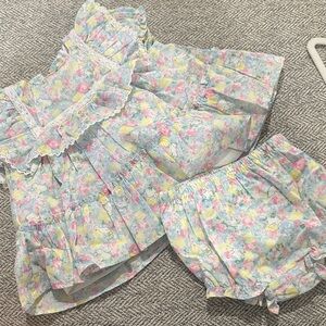 Duckling and Bunny Ruffle Top and Bloomer Set